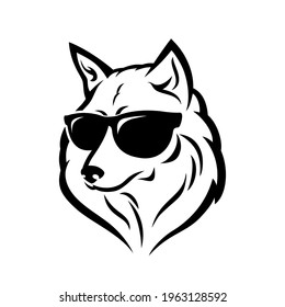 Wolf wearing wunglasses isolated vector illustration