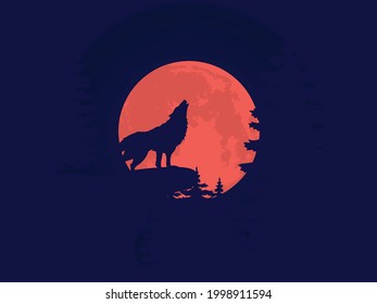 Wolf, welcoming the full moon night