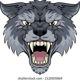 A wolf or werewolf angry dog monster scary animal mascot