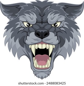 A wolf or werewolf angry dog monster scary animal mascot