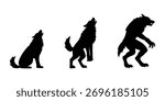 Wolf and Werewolf - Halloween Vector Silhouettes