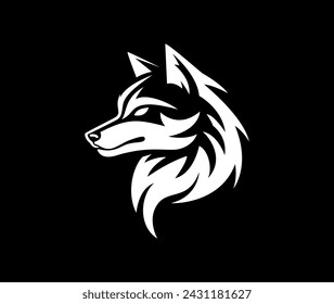 Wolf white head for logo stock illustration	