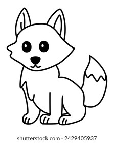 Wolf - A Wild Animal Vector Sits, Slightly Turned to the Left and Gazed Fixed on Something with No Outstanding Expression, While Its Tail Bears a Resemblance to That of a Fox
