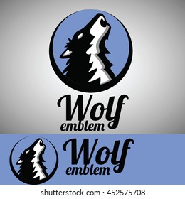 wolf from wild life emblem set