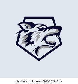 Wolf wild logo silhouette vector premium