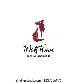 wolf wine logo icon vector