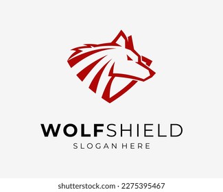 Wolf Wolves Dog Beast Wild Face Head Shield Security Safe Guard Protection Modern Vector Logo Design