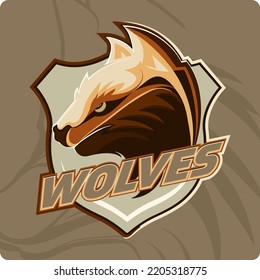 wolf- wolves e-sport logo design vector for mascot, gaming, gamer, symbol, emblem, 