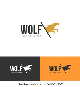 wolf wolves wild animal silhouette modern clean logo vector illustration