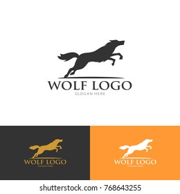 wolf wolves wild animal silhouette modern clean logo vector illustration