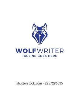 Wolf Writer logo vector icon illustration, company logo, brand icon, vector logo, writing logo design