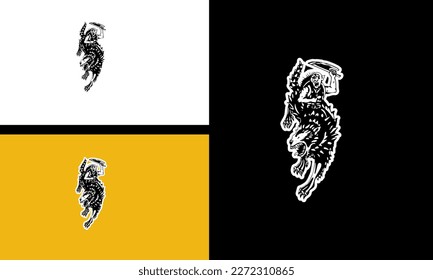 wolf and zombie vector outline design