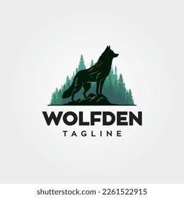 Wolf-den-Logo-Design, Vektorvorlage