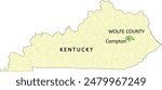 Wolfe County and city of Campton location on Kentucky state map