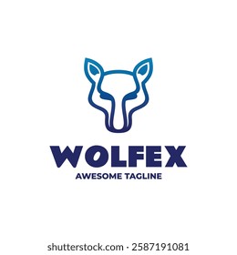 Wolfex Gradient Line Art Logo Te,mplate