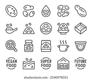 wolffia globosa line icon set, vetor e ilustração