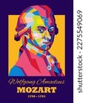Wolfgang Amadeus Mozart - Famous classic musician Illustration in vector wpap style