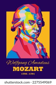 Wolfgang Amadeus Mozart - Famous classic musician Illustration in vector wpap style