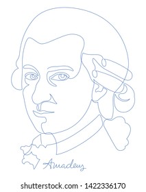 Wolfgang Amadeus Mozart One Line Illustration