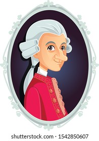 Wolfgang Amadeus Mozart Vector Caricature
