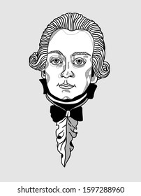 Wolfgang Amadeus Mozart. Vector illustration hand drawn. 