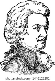 Wolfgang Amadeus Mozart, Vintage Illustration