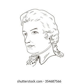 Wolfgang Amadeus Mozart.black and white (vector)