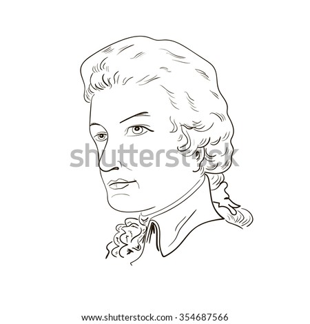 Wolfgang Amadeus Mozart.black and white (vector)