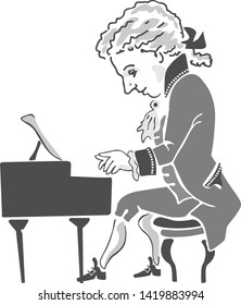 Wolfgang Mozart plays the harpsichord melody