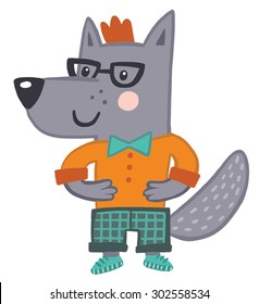 wolf-hipster. funniest character in the style of children