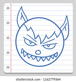 Wolfman Halloween Notebook School Doodle Icon Symbol Sketch Line Art