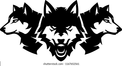 Wolfpack Animal Set Design Illustration