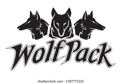 Wolfpack Design Silhouette Emblem Symbol Stock Vector (Royalty Free ...