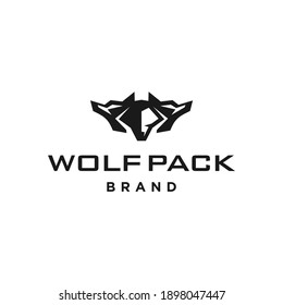 Wolfpack logo icon, three headed wolf modern mascot logo design. Cerberus logo concept svg