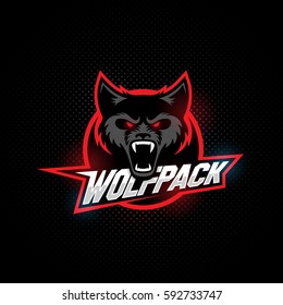 Wolfpack mascot for a sport team. Vector illustration.