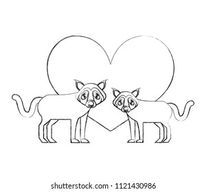 wolfs animal with heart isolated icon