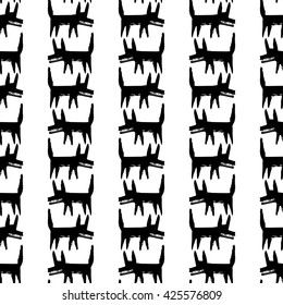 Wolfs or dogs seamless ink pattern