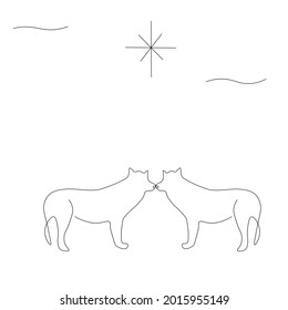 Wolfs drawing on white background vector illustration