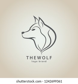 Wolf's head beside view art drawing for logo brand vector illustration