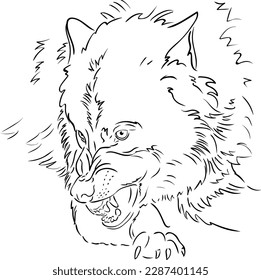 wolf's head with a grin