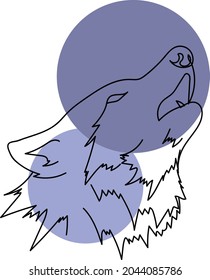 The wolf's head is illustrated with strokes