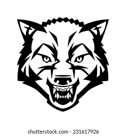 wolf's head showing teeth harsh beast hunter forest vector can be used as a tattoo or logo