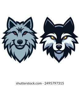 Ilustración vectorial de silueta de cabeza de lobo .