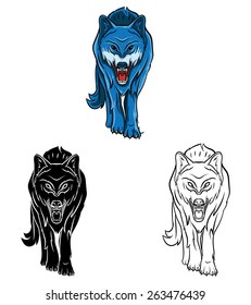 Wolfs set collection .Vector illustration on white background