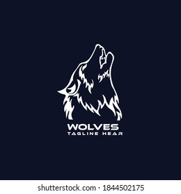 Wolfs tagline hear logo vector desing illustration
