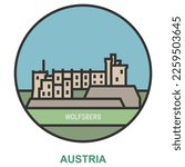 Wolfsberg. Cities and towns in Austria. Flat landmark