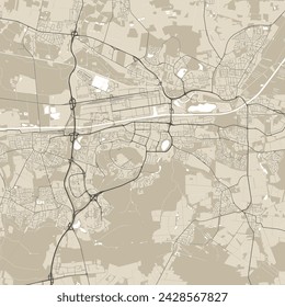 Wolfsburg-Karte, Deutschland. Stadtplan, Vektor-Straßenkarte mit Straßen und Flüssen.