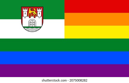 wolfsburg and rainbow flags. vector illustration 3:5
