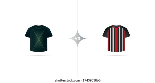 Wolfsburg versus Eintracht. Soccer jersey with shadow. Vector illustration.