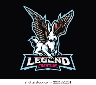 Wolpertinger Logo Design. Wolpertinger Wald mythische Biest Vektorgrafik. Logo-Illustration für Maskottchen oder Symbole und Identität, Emblem-Sport- oder E-Sport-Gaming-Team